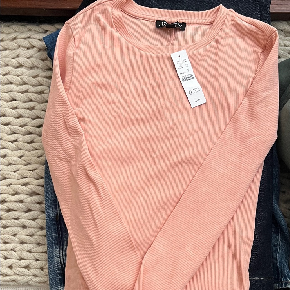 J. Crew Women's ribbed Coral Long Sleeve Top S and NWT